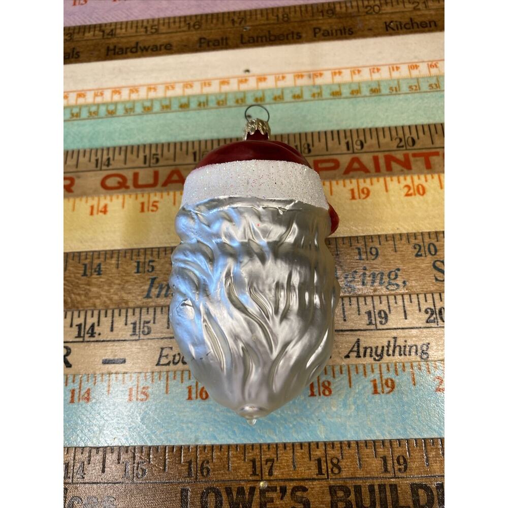Vintage Blown‎ Glass ST NICK SANTA HEAD Jumbo Christmas Ornament West Germany - Picture 7 of 15
